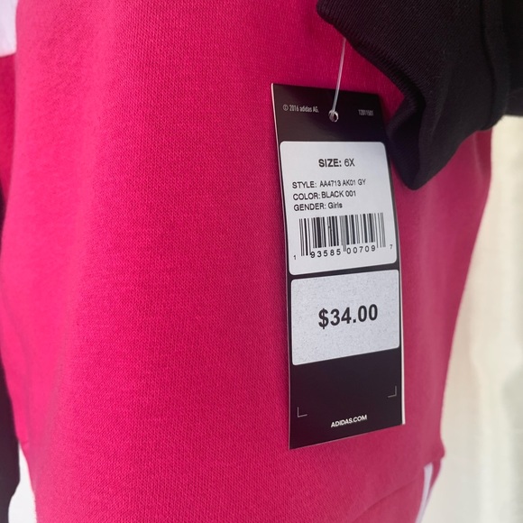 NWT Girls Adidas Pullover Sweatshirt Size 6x - Picture 9 of 9